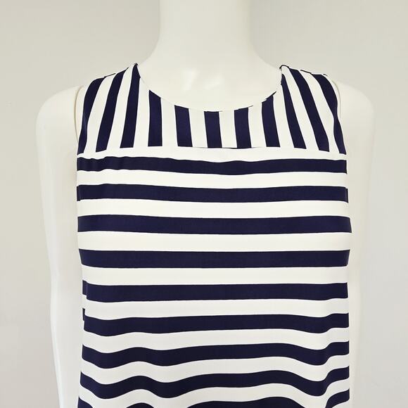 Jude Connally Dress Medium Molly Sleeveless Navy Stripe Pockets Jude Cloth Prep - Picture 2 of 8